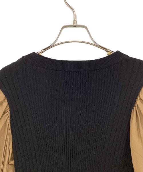 LANVIN en Bleu（ランバンオンブルー）LANVIN en Bleu (ランバンオンブルー) オーガンジースリーブニットワンピース ブラック サイズ:38の古着・服飾アイテム