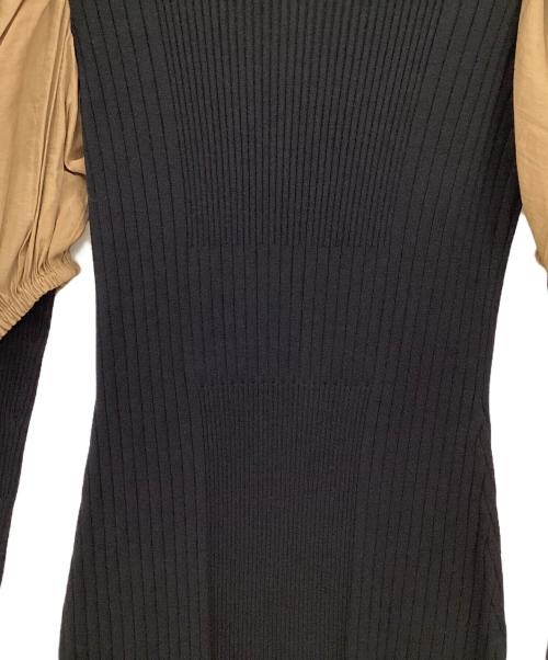 LANVIN en Bleu（ランバンオンブルー）LANVIN en Bleu (ランバンオンブルー) オーガンジースリーブニットワンピース ブラック サイズ:38の古着・服飾アイテム