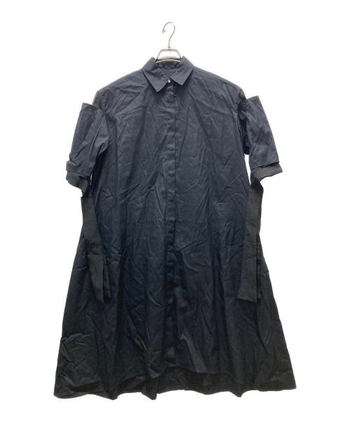 resil（レジル）resil (レジル) スリーブデザインシャツワンピース ブラック サイズ:38の古着・服飾アイテム