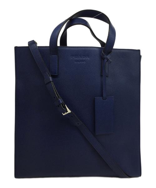 PRADA（プラダ）PRADA (プラダ) 2WAYトートバッグ ブルーの古着・服飾アイテム