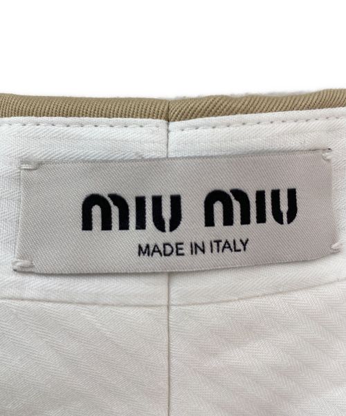 MIU MIU（ミュウミュウ）MIU MIU (ミュウミュウ) バックロゴワイドチノパンツ ベージュ サイズ:40の古着・服飾アイテム