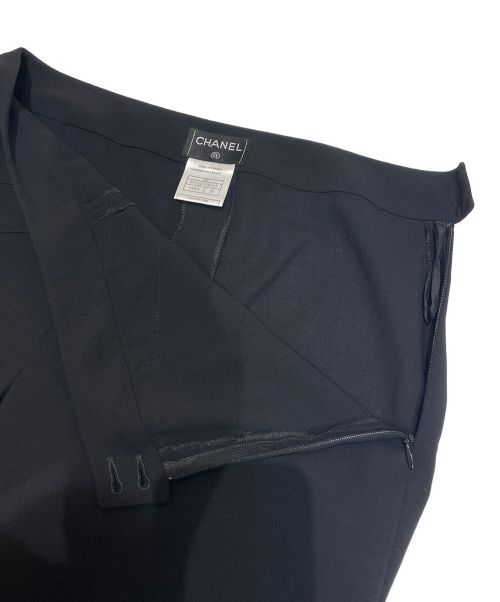 CHANEL（シャネル）CHANEL (シャネル) デザインウールパンツ ブラック サイズ:38の古着・服飾アイテム