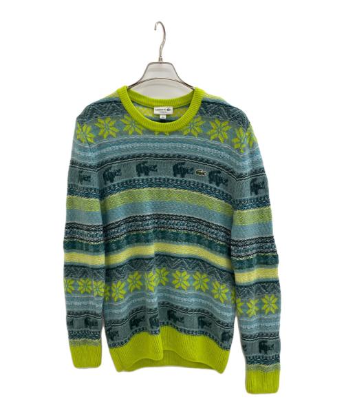 LACOSTE（ラコステ）LACOSTE (ラコステ) サスティナブルフェアアイルニットセーター ブルー×グリーン サイズ:SIZE 4の古着・服飾アイテム