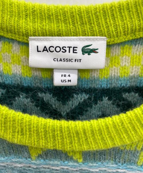 LACOSTE（ラコステ）LACOSTE (ラコステ) サスティナブルフェアアイルニットセーター ブルー×グリーン サイズ:SIZE 4の古着・服飾アイテム