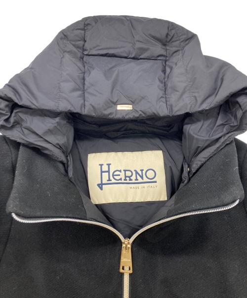 HERNO（ヘルノ）HERNO (ヘルノ) ウールコンビダウンコート ブラック サイズ:40の古着・服飾アイテム