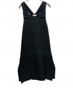 ENFOLDエンフォルド）の古着「ダブルクロス1ヘムドレープジャンパースカート」｜ブラック