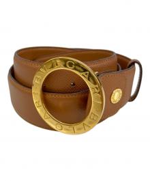 BVLGARI（ブルガリ）の古着「サークルロゴレザーベルト」｜ブラウン