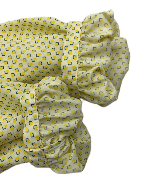 BALLSEY（ボールジィ）BALLSEY (ボールジィ) ジオメトリックスクエアプリントウエストシャーリングワンピース イエロー サイズ:36の古着・服飾アイテム