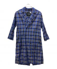 ATON（エイトン）の古着「シルク混チェックコート」｜ブルー