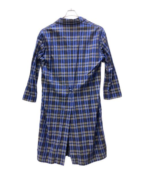 ATON（エイトン）ATON (エイトン) シルク混チェックコート ブルー サイズ:2の古着・服飾アイテム