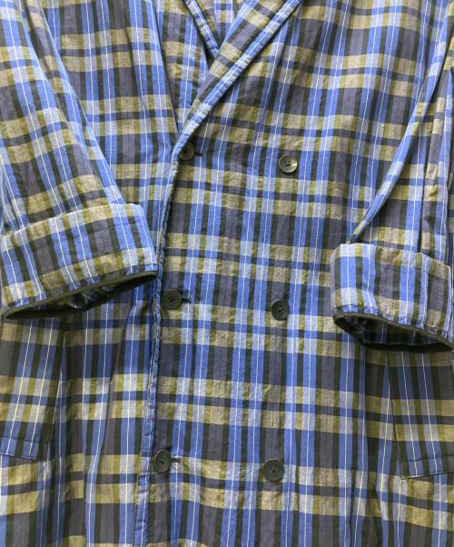 ATON（エイトン）ATON (エイトン) シルク混チェックコート ブルー サイズ:2の古着・服飾アイテム