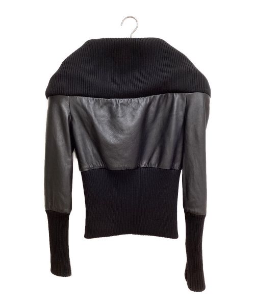 MARTIN MARGIELA（マルタン・マルジェラ）MARTIN MARGIELA (マルタン・マルジェラ) Knit Switching Leather Jacket（ニットスイッチングレザージャケット） ブラック サイズ:36の古着・服飾アイテム