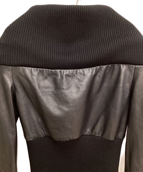 MARTIN MARGIELA（マルタン・マルジェラ）MARTIN MARGIELA (マルタン・マルジェラ) Knit Switching Leather Jacket（ニットスイッチングレザージャケット） ブラック サイズ:36の古着・服飾アイテム