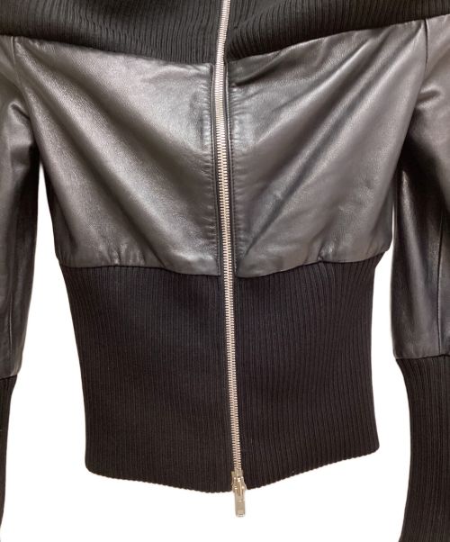 MARTIN MARGIELA（マルタン・マルジェラ）MARTIN MARGIELA (マルタン・マルジェラ) Knit Switching Leather Jacket（ニットスイッチングレザージャケット） ブラック サイズ:36の古着・服飾アイテム