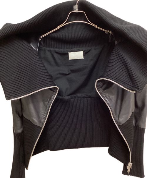MARTIN MARGIELA（マルタン・マルジェラ）MARTIN MARGIELA (マルタン・マルジェラ) Knit Switching Leather Jacket（ニットスイッチングレザージャケット） ブラック サイズ:36の古着・服飾アイテム