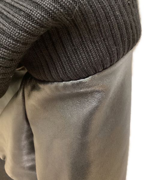 MARTIN MARGIELA（マルタン・マルジェラ）MARTIN MARGIELA (マルタン・マルジェラ) Knit Switching Leather Jacket（ニットスイッチングレザージャケット） ブラック サイズ:36の古着・服飾アイテム