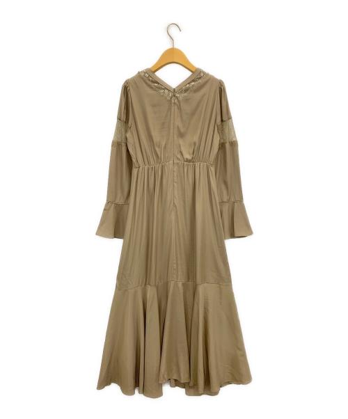 Ameri（アメリ）Ameri (アメリ) FLARE SATIN DRESS キャメル サイズ:Sの古着・服飾アイテム