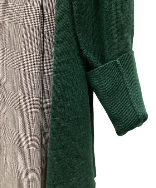 ENFOLD（エンフォルド）ENFOLD (エンフォルド) ドッキングニット グリーン×グレー サイズ:38の古着・服飾アイテム