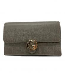 GUCCI（グッチ）の古着「インターロッキングG チェーンウォレット」｜グレージュ