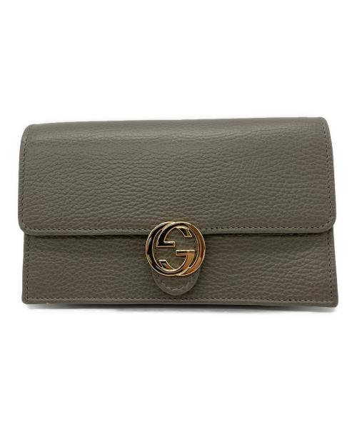 GUCCI（グッチ）GUCCI (グッチ) インターロッキングG チェーンウォレット グレージュの古着・服飾アイテム