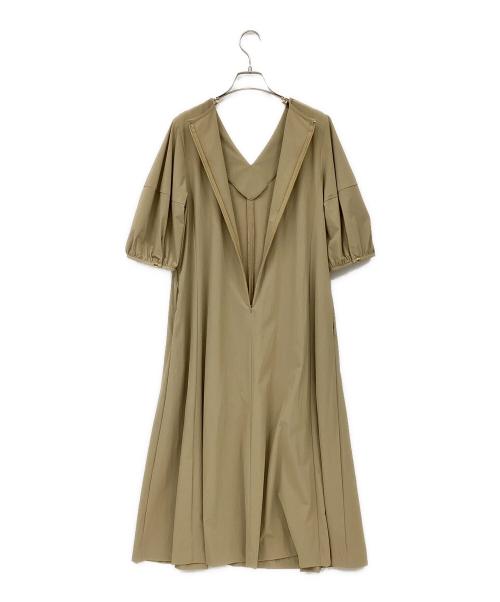 ROPE（ロペ）ROPE (ロペ) 【撥水加工】パフスリーブストレッチワンピース ベージュ サイズ:38 未使用品の古着・服飾アイテム