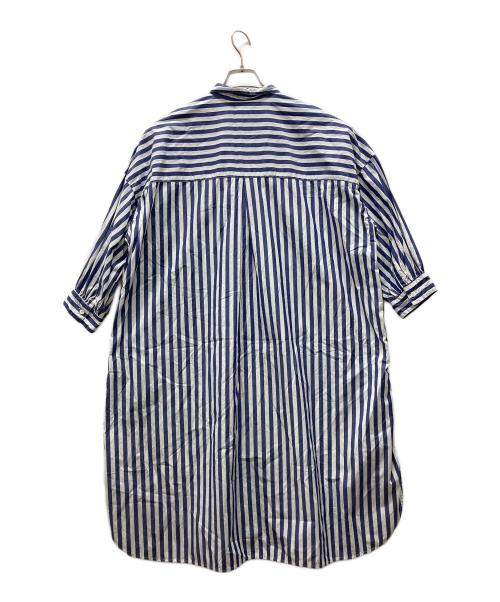 universal tissu（ユニバーサルティシュ）UNIVERSAL TISSU (ユニバーサルティシュ) ストライプボリュームスリーブロングシャツ ブルー サイズ:サイズ表記無しの古着・服飾アイテム