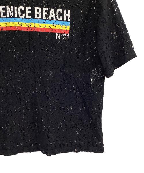 N°21（ヌメロヴェントゥーノ）N°21 (ヌメロヴェントゥーロ) プリントレースTシャツ ブラック サイズ:Sの古着・服飾アイテム