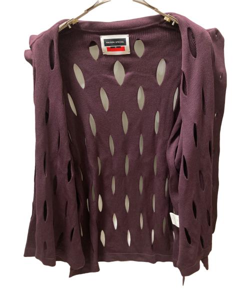 MAISON SPECIAL（メゾンスペシャル）MAISON SPECIAL (メゾンスペシャル) プライムオーバースラッシュニットシャツカーディガン パープル サイズ:01の古着・服飾アイテム