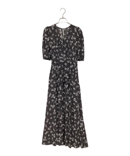 FRAY ID（フレイ アイディー）FRAY ID (フレイ アイディー) レーヨンプリントワンピース ブラックの古着・服飾アイテム