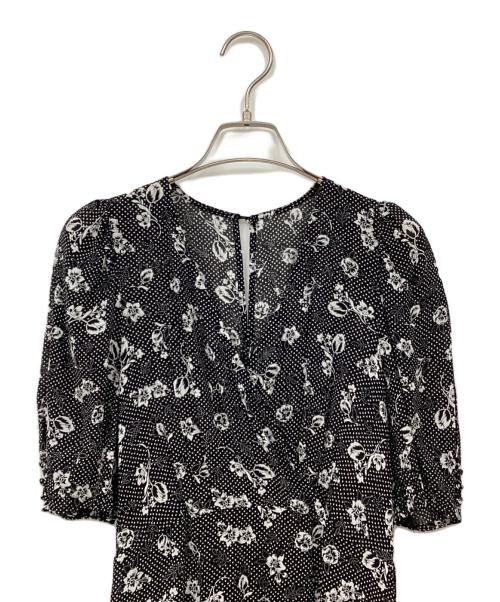 FRAY ID（フレイ アイディー）FRAY ID (フレイ アイディー) レーヨンプリントワンピース ブラックの古着・服飾アイテム