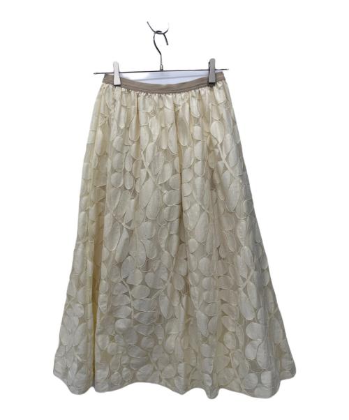 BALLSEY（ボールジィ）BALLSEY (ボールジィ) リーフチュールレース ギャザーロングスカート ベージュ サイズ:38の古着・服飾アイテム