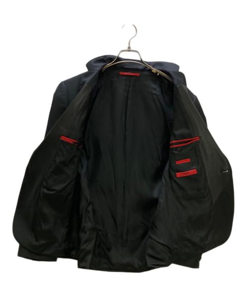 HUGO BOSS（ヒューゴ ボス）HUGO BOSS (ヒューゴ ボス) ラムレザー切替1Bテーラードジャケット ブラック サイズ:46の古着・服飾アイテム