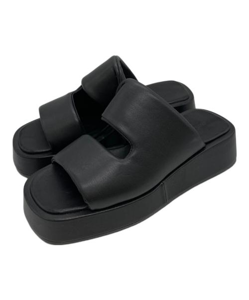 quartierglam（カルチェグラム）quartierglam (カルチェグラム) PLATFORM PUFFY SLIDE SANDALS ブラック サイズ:35.5の古着・服飾アイテム