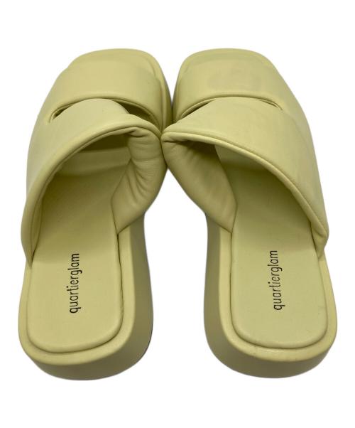 quartierglam（カルチェグラム）quartierglam (カルチェグラム) PLATFORM PUFFY SLIDE SANDALS / プラットフォームパフィースライドサンダル イエロー サイズ:35 1/2の古着・服飾アイテム