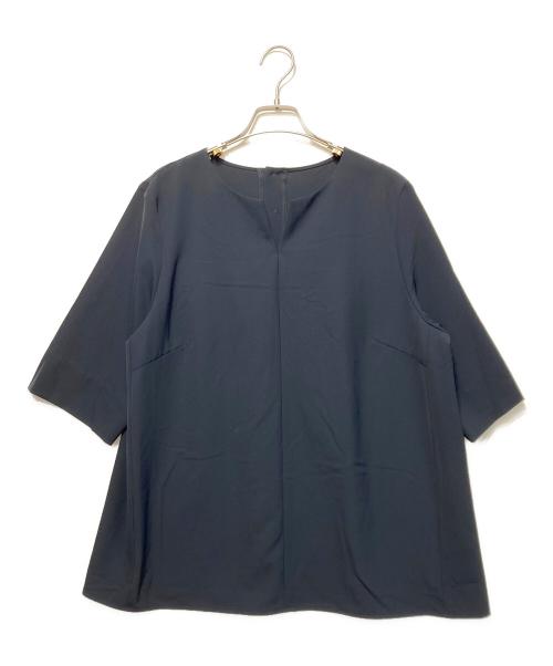 23区（ニジュウサンク）23区 (ニジュウサンク) ハイストレッチツイル ブラウス ネイビー サイズ:44の古着・服飾アイテム