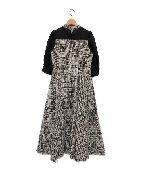 furfur（ファーファー）furfur (ファーファー) ツイード切り替えドレス ブラック サイズ:ONE SIZEの古着・服飾アイテム