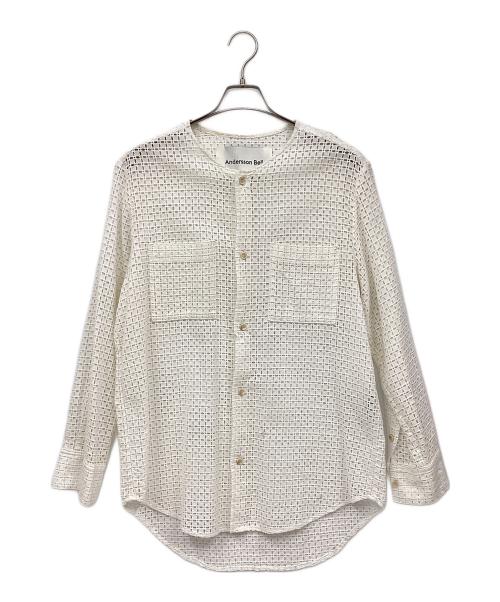 ANDERSSON BELL（アンダーソンベル）ANDERSSON BELL (アンダーソンベル) COLLARLESS EMBROIDERY COTTON SHIRTS ホワイト サイズ:Mの古着・服飾アイテム