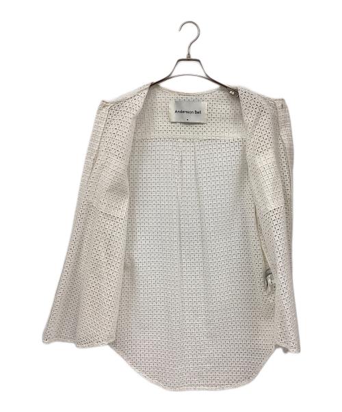 ANDERSSON BELL（アンダーソンベル）ANDERSSON BELL (アンダーソンベル) COLLARLESS EMBROIDERY COTTON SHIRTS ホワイト サイズ:Mの古着・服飾アイテム