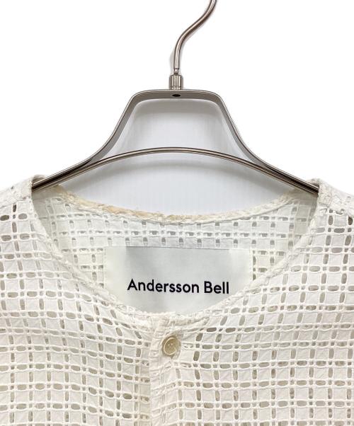 ANDERSSON BELL（アンダーソンベル）ANDERSSON BELL (アンダーソンベル) COLLARLESS EMBROIDERY COTTON SHIRTS ホワイト サイズ:Mの古着・服飾アイテム