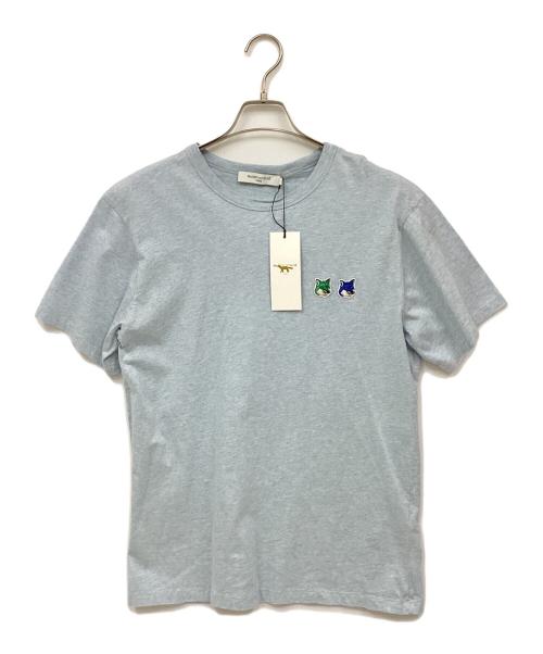maison kitsune（メゾンキツネ）maison kitsune (メゾンキツネ) モノクローム ダブルフォックスヘッドロゴ Tシャツ ブルー サイズ:M 未使用品の古着・服飾アイテム