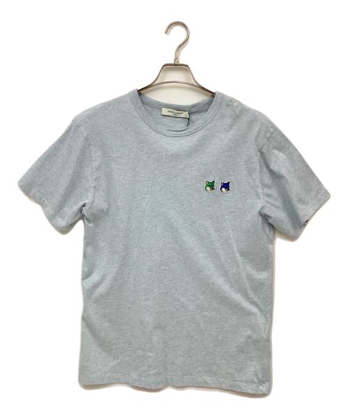 maison kitsune（メゾンキツネ）maison kitsune (メゾンキツネ) モノクローム ダブルフォックスヘッドロゴ Tシャツ ブルー サイズ:M 未使用品の古着・服飾アイテム