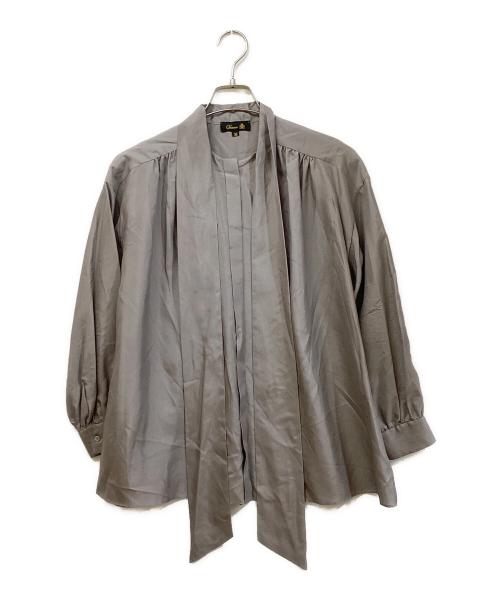 DRAWER（ドゥロワー）DRAWER (ドゥロワー) シルクボウタイブラウス グレー サイズ:36の古着・服飾アイテム