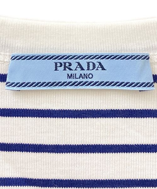 PRADA（プラダ）PRADA (プラダ) プリントジャージー タンクトップ ホワイト×ブルー サイズ:40の古着・服飾アイテム