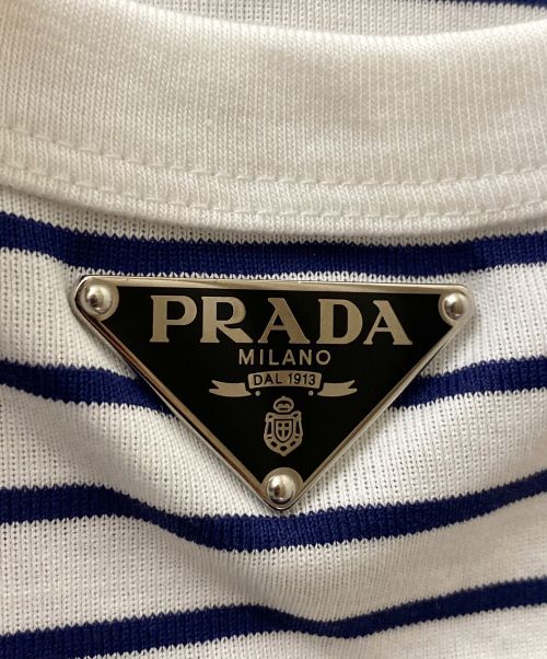 PRADA（プラダ）PRADA (プラダ) プリントジャージー タンクトップ ホワイト×ブルー サイズ:40の古着・服飾アイテム