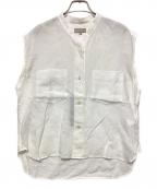 MARGARET HOWELLマーガレットハウエル）の古着「SOFT LINEN ノースリーブシャツ」｜ホワイト