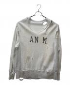 ANCELLMアンセルム）の古着「AN M CRASH CREWNECK SWEAT SHIRT　ANC-CT12」｜ホワイト