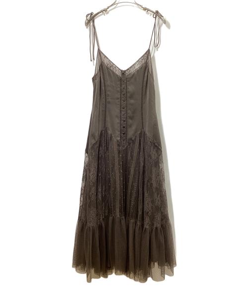 HER LIP TO（ハーリップトゥ）HER LIP TO (ハーリップトゥ) Lace-Trimmed Satin Cami Dress ブラウン サイズ:Sの古着・服飾アイテム