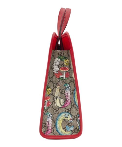 GUCCI（グッチ）GUCCI (グッチ) ヒグチユウコ (ヒグチユウコ) チルドレンズGGスプリーム2WAYトートバッグ レッド×ベージュの古着・服飾アイテム