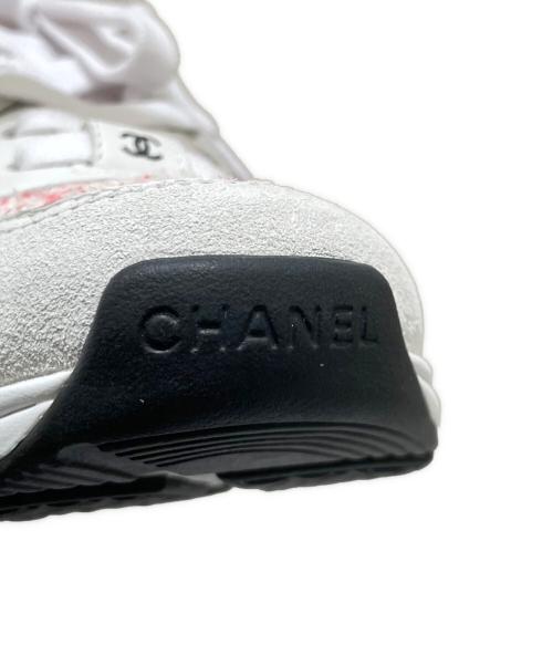 CHANEL（シャネル）CHANEL (シャネル) ツイードココマークスニーカー ホワイト×ピンク サイズ:37の古着・服飾アイテム