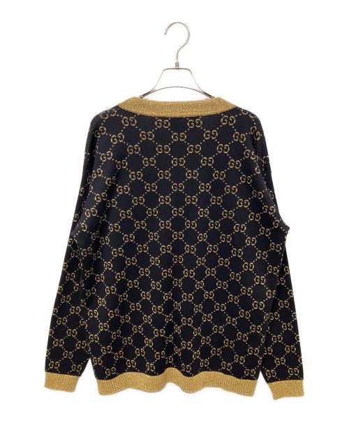 GUCCI（グッチ）GUCCI (グッチ) GGコットンラメ ファブリック カーディガン ブラック×ゴールド サイズ:Mの古着・服飾アイテム